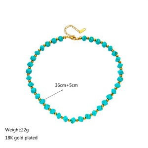 Turquoise Beaded Necklace Geometric Shape Sky Blue Color Irregular Design Fashion Jewelry - Product Image 4