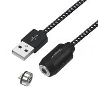 Cable de Alimentación Magnético Macho Redondo de Aluminio HYTEPRO M565, Cable USB Trenzado Recto de 2 Pines y 10 mm de Diámetro, Carga Rápida de 5-24 V 6 A