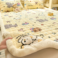 Matelas pliant en velours tissé à motif de dessin animé, coussin de lit non jetable pour la maison, literie d'hiver
