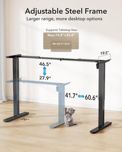 Ergonomic Electric Sit-Stand Desk <strong>Frame</strong> Modern Convertible <strong>Height</strong> <strong>Adjustable</strong> Stainless Steel Workstation Base - Product Image 3