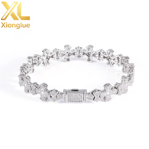 Luxury 12mm <b>Copper</b> Alloy Bangle for Unisex Full Cubic Zircon <b>Bracelet</b> Cross Design Iced Out Jewelry - Product Image 6
