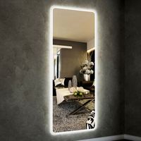 Miroir mural intelligent en verre Art Déco tendance avec éclairage LED, sans cadre, alimenté par prise, écologique, décoration de luxe pour la maison, miroir personnalisé