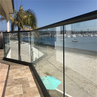 Balustrade de balcon extérieure sans cadre en verre, garde-corps en aluminium en forme de U, système de garde-corps en verre