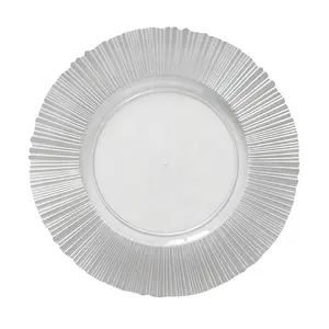 Plastic Fruit Plates Clear Sunburst Charger Plate Transparent Plastic Wedding Decorative Plate