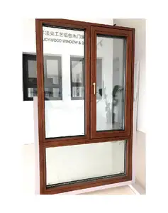 프랑스 창 알루미늄 창 이중 유리 여닫이 창 나무 곡물 창
