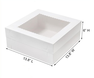 Boîtes à gâteaux carrées demi-format 14x14x6 pouces, blanches, avec grande fenêtre, <span class=keywords><strong>pour</strong></span> pâtisseries, gâteaux, beignets et cupcakes - Product Image 3