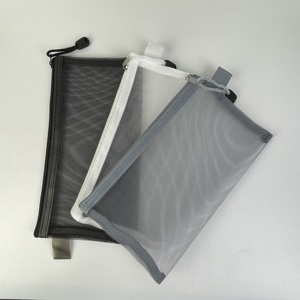 Mesh Nylon Zipper Storage Bag, Breathable Transparent Document <b>Pouch</b>, Stationery & Cosmetic / Travel Toiletry Mesh Bag - Product Image 3