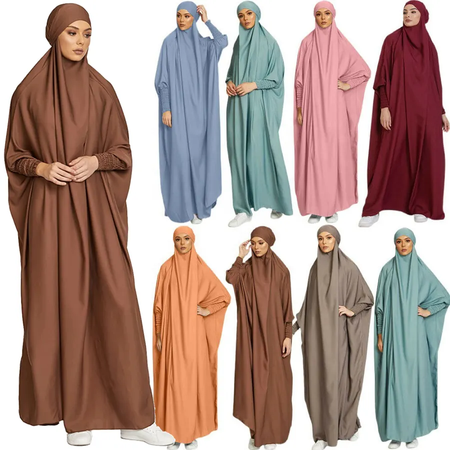 Etnico Telekung preghiera Thobe Kaftan Dubai Robe Kimono caftano musulmano Hijab abito Abayas per le donne abbigliamento islamico Abaya Jilbab