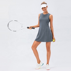 Jupe de tennis taille haute avec poches, body, jupes de sport personnalisées avec pantalon, robe de tennis une pièce - Product Image 5