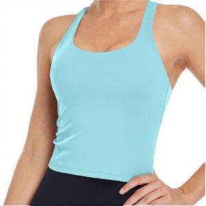 เสื้อกล้ามผ้าแคนวาสแบบสั้นด้านหน้าสำหรับผู้หญิง ปรับแต่งได้ตามต้องการ ระบายอากาศได้ดี น้ำหนักเบา สีพื้น ไร้ตะเข็บ เหมาะสำหรับเล่นกีฬา โยคะ และฟิตเนส - Product Image 3