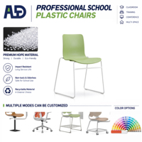 Chaise d'école ergonomique en PP avec base en métal durable pour la formation en classe