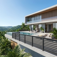 Système de clôture modulaire en aluminium à lattes horizontales facile à assembler, revêtement poudré, pour projets de clôtures de jardin, escaliers, villas et hôtels