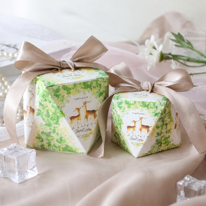 Boîte cadeau personnalisée <span class=keywords><strong>pas</strong></span> chère pour enfants, imprimée flamant rose, boîte à bonbons en papier pliable créative et mignonne pour anniversaire ou mariage avec ruban rose - Product Image 2
