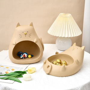 Lying Cat Fruit Plate Resin Snack Bowl Multi-Purpose Home Decor Storage Dish Animal Shape Coffee Table Accessory - Product Image 3