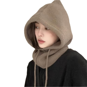 Balaclava d'hiver unisexe en tricot avec cache-cou, bonnet, masque et protège-oreilles, réglable, style courant - Product Image 4