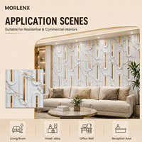 Panneau mural 3D en PVC effet marbre MORLENX avec incrustation miroir doré, revêtement mural décoratif pour les intérieurs hôteliers