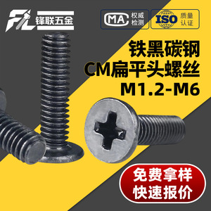 สกรูหัวฟิลลิปส์สีดำ Fenglian M1.2-M6 เหล็กกล้าคาร์บอนเคลือบออกไซด์ หัวแบน สำหรับอุตสาหกรรมก่อสร้าง - Product Image 4