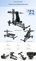 Machine de musculation multifonctionnelle 3 en 1 pour la poitrine, équipement de salle de sport commercial, presse à épaules, banc de musculation réglable, combo BN1005