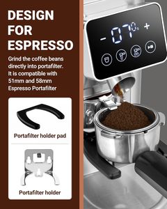 เครื่องบดกาแฟไฟฟ้าแบบอัตโนมัติพร้อมหน้าจอสัมผัส LED ระดับมืออาชีพ สำหรับใช้ในบ้าน รถบ้าน ร้านค้า และโรงแรม - Product Image 2