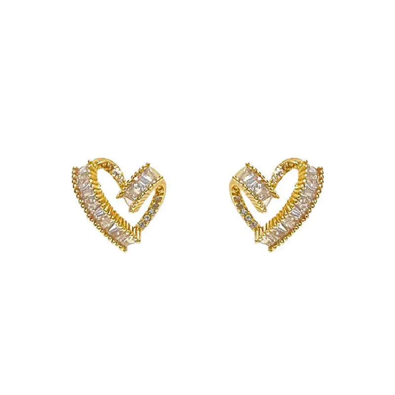 fashion Love luxury zircon heart earrings for women daily wear Wholesale N240346