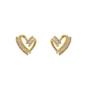 fashion Love luxury zircon heart earrings for women daily wear Wholesale N240346