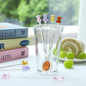 Nuovo cucchiaio da Dessert al latte creativo in stile giapponese, cucchiaio rotondo colorato, simpatico cucchiaio di vetro con manico lungo - Product Image 2