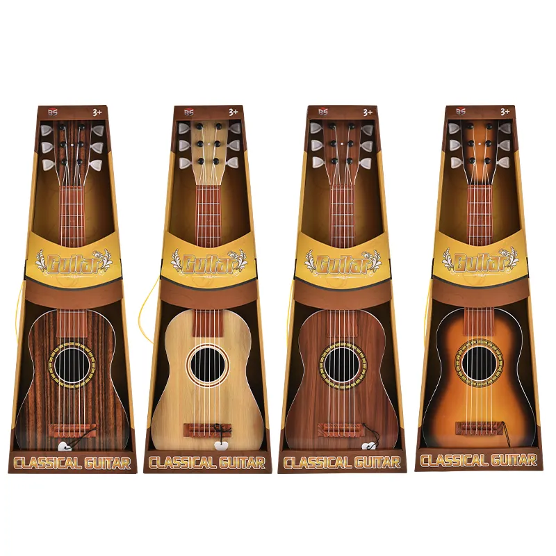 Guitarra de juguete de plástico Instrumento musical ukelele barato para niños Guitarra clásica de seis cuerdas de 23 pulgadas