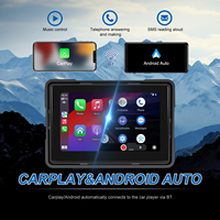 Podofo Moniteur portable sans fil 5 pouces Carplay/Android Auto, étanche IP67 pour moto, compatible Airplay, Android Cast, BT