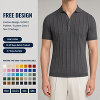 Maßgefertigtes OEM Old Money Geripptes Gestricktes Baumwoll-Vintage-Strick-Polohemd für Herren, Kurzärmliges Sweater-T-Shirt für Herren im Großhandel