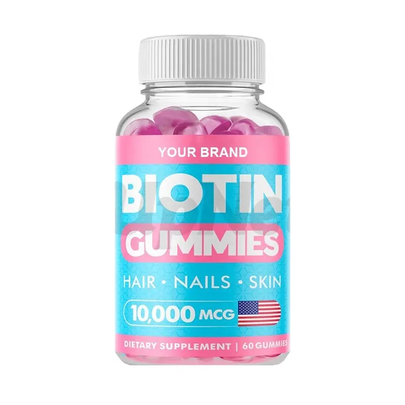 Etiqueta privada biotin gomas e vitaminas para o crescimento rápido do cabelo e promove unhas e urso da pele goma