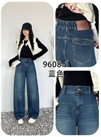 Nouveau design, jeans baggy vintage bleu moyen de luxe pour femmes, pantalon en denim de coton épais et surdimensionné pour femmes