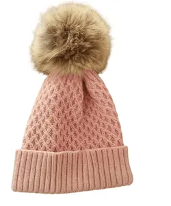 Sombreros de invierno de lana para mujer y Niña hechos a mano en Italia con estampado de pompón de zorro para uso diario informal en ciclismo