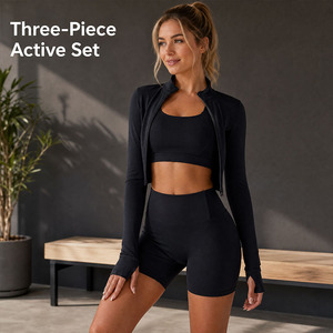 Ensemble de leggings de yoga sans couture respirants et imprimés pour femmes, avec veste, pour la gym et l'entraînement physique - Product Image 2