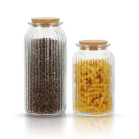 Recipiente de vidrio para alimentos con tapa de madera de acacia, sellado al vacío sin Bpa hermético, almacenamiento reutilizable para cocina, arroz, nueces, alimentos secos