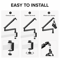 F10 360 °   Bras de table universel réglable, accessoires professionnels pour support de micro, support métallique réglable pour enregistrement en studio