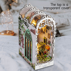 Kit de bricolage pour niche à livres <span class=keywords><strong>Jardin</strong></span> Floral avec lumière LED, kit de niche à livres miniature pour adultes, puzzle 3D en bois pour étagère à livres - Product Image 2