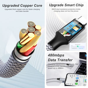 Le câble <span class=keywords><strong>de</strong></span> charge rapide en nylon tressé le plus vendu PD60W avec deux bornes <span class=keywords><strong>de</strong></span> type C prend en charge la personnalisation - Product Image 5