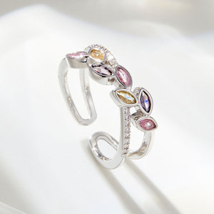 Wheat Ear Open Ring Gold Micro Pave Adjustable Index Finger Ring Party Jewelry - Product Image 4