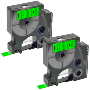 Commercio all'ingrosso di alta qualità 9mm x 7m Nero su Verde Compatibile Dymo D1 Etichetta Nastro Adesivo nero su verde - Product Image 3