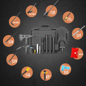 Ensemble d'outils de survie multifonctionnels en alliage d'aluminium, pelle compacte d'extérieur avec hache, couteau, lampe torche et trousse de premiers secours pour le camping - Product Image 5