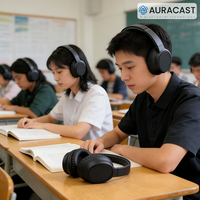Casque supra-auriculaire Auracast BH682G BT 6.0 LE Audio, diffusion multi-appareils, latence ultra-faible, pour salles de classe, musées, diffusions, 35 heures d'autonomie