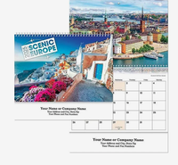 Calendriers muraux personnalisés Europe 2027 imprimés sur mesure, logo personnalisé, cadeau promotionnel, vente en gros, qualité supérieure