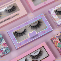 Vente en gros Boîte d'emballage en papier rose pour cils Logo personnalisé et boîte à cils de marque privée Vendeur pour cils en gros