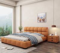Lit en cuir souple, litière, moderne, lit King Size, cadre en bois, avec matelas