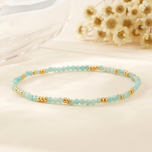 Bracelet en perles de pierre naturelle de 4 mm, tendance, avec entretoises dorées géométriques, empilable, petit modèle, vente en gros, support OEM personnalisé pour les revendeurs - Product Image 4