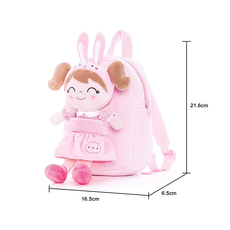POP DUCK Hot sale soft doll cherry girl pink children's toy toddler backpack detachable cute plush baby outdoor backpack
