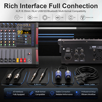 ELM L-6D 250W 6 canaux, mixeur audio numérique actif professionnel avec effets d'écho, amplificateur de puissance, console DJ, Bluetooth/USB, égaliseur 5 bandes