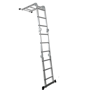 Échelle pliante multifonction en <span class=keywords><strong>aluminium</strong></span> avec plateformes d'échafaudage, capacité de charge de 150 kg, marches antidérapantes, échelle extensible - Product Image 2