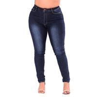 Pantalons en denim extensible pour femmes grandes tailles, respirants, taille haute, coupe ample