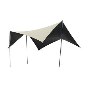 Tente de camping Explorer Butterfly Tarp 450x380x245cm en vinyle noir kaki, quatre poteaux, pare-vent, protection solaire extérieure - Product Image 1